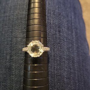 Green Amethyst and White Topaz Ring